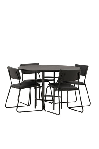 Venture Home Copenhagen Matbord - Svart / Svart Faner +Kenth Stol - Svart / Svart PU _4
