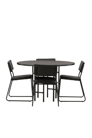 Venture Home Copenhagen Matbord - Svart / Svart Faner +Kenth Stol - Svart / Svart PU _4