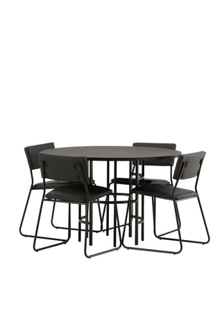 Venture Home Copenhagen Matbord - Svart / Svart Faner +Kenth Stol - Svart / Svart PU _4