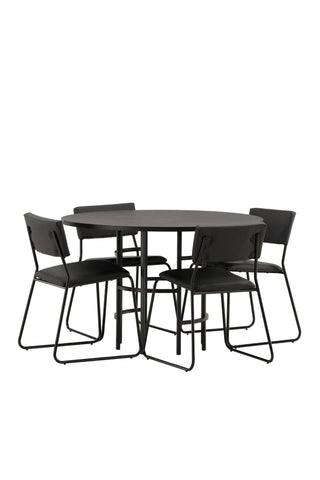 Venture Home Copenhagen Matbord - Svart / Svart Faner +Kenth Stol - Svart / Svart PU _4