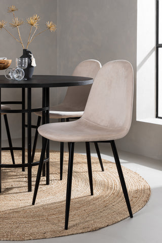 Venture Home Köpenhamn Matbord - Svart / Svart Faner + Polar Matstol - Svarta ben / Beige sammet _4