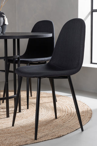 Venture Home Copenhagen Matbord - Svart / Svart fanér +Polar Matstol - Svarta Ben - Svart Tyg _4