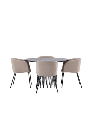 Venture Home Tempe Matbord - Svart / Svart MDF +Kenth Stol - Svart / Svart PU _2
