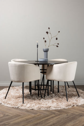 Venture Home Copenhagen Matbord - Svart / Moccafaner +Berit Stol - Svart / Beige sammet _4