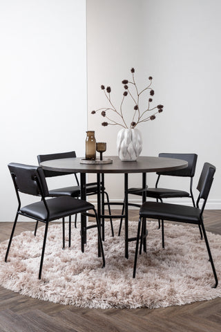 Venture Home Copenhagen Matbord - Svart / Mocca Faner +Kenth Stol - Svart / Svart PU _4