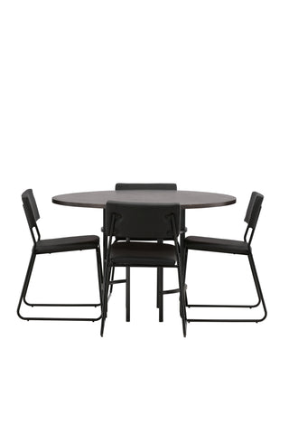 Venture Home Copenhagen Matbord - Svart / Mocca Faner +Kenth Stol - Svart / Svart PU _4