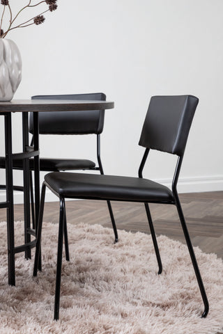 Venture Home Copenhagen Matbord - Svart / Mocca Faner +Kenth Stol - Svart / Svart PU _4