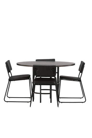 Venture Home Copenhagen Matbord - Svart / Mocca Faner +Kenth Stol - Svart / Svart PU _4