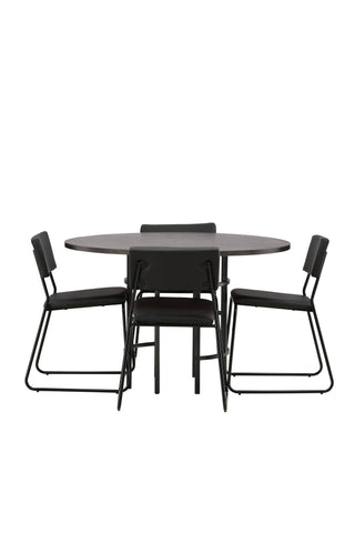 Venture Home Copenhagen Matbord - Svart / Mocca Faner +Kenth Stol - Svart / Svart PU _4