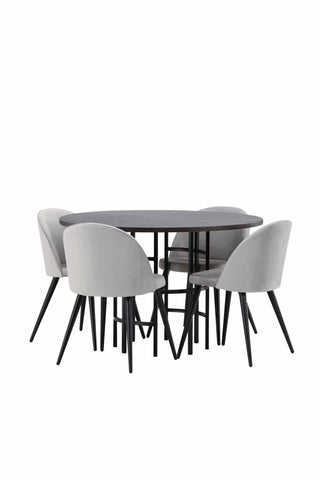 Venture Home Copenhagen Matbord - Svart / Moccafaner + Matstol i sammet - Ljusgrå / Svart _4