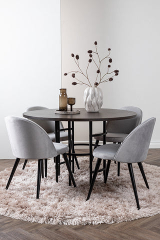 Venture Home Copenhagen Matbord - Svart / Moccafaner + Matstol i sammet - Ljusgrå / Svart _4