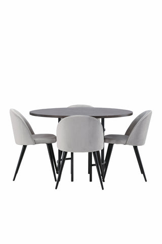 Venture Home Copenhagen Matbord - Svart / Moccafaner + Matstol i sammet - Ljusgrå / Svart _4