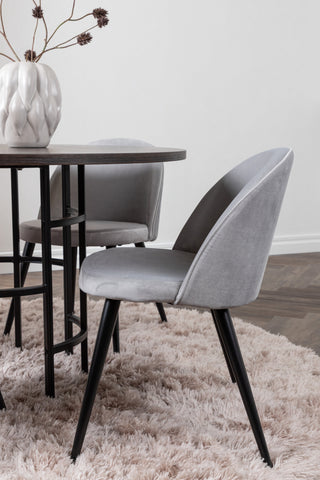 Venture Home Copenhagen Matbord - Svart / Moccafaner + Matstol i sammet - Ljusgrå / Svart _4