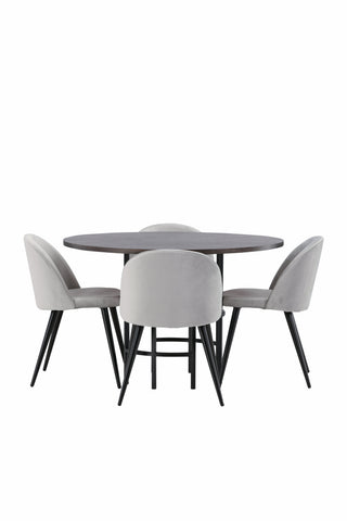 Venture Home Copenhagen Matbord - Svart / Moccafaner + Matstol i sammet - Ljusgrå / Svart _4