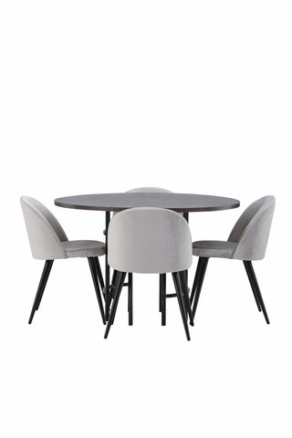 Venture Home Copenhagen Matbord - Svart / Moccafaner + Matstol i sammet - Ljusgrå / Svart _4