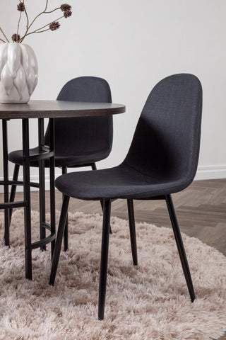 Venture Home Copenhagen Matbord - Svart / Moccafaner +Polar Matstol - Svarta Ben - Svart Tyg _4