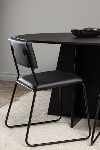 Venture Home Bootcut Ovalt matbord - Svart / Svart Fanéer +Kenth Chair - Svart / Svart PU _6