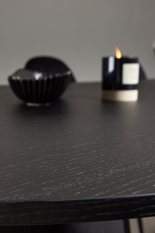 Venture Home Bootcut Ovalt matbord - Svart / Svart Fanéer +Polar Matstol - Svarta ben / Svart sammet _6