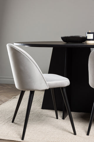 Venture Home Bootcut Ovalt matbord - Svart / Svart Fanéer + Matstol i sammet - Ljusgrå / Svart _6