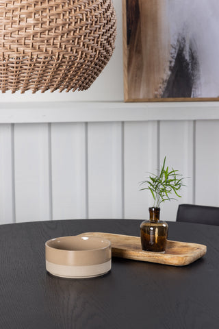 Venture Home Bootcut Runt Matbord - Svart / Svart Fanéer +Kenth Chair - Svart / Svart PU _4
