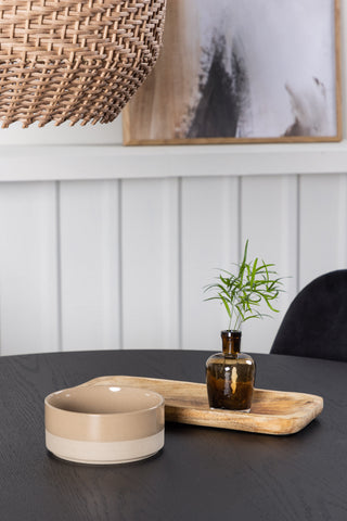 Venture Home Bootcut Runt Matbord - Svart / Svart Fanéer +Polar Matstol - Svarta ben / Svart sammet _4