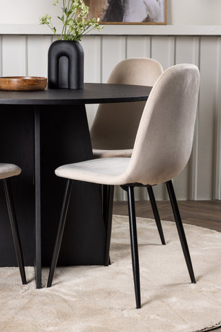 Venture Home Bootcut Runt matbord - Svart / Svart Fanéer +Polar Matstol - Svarta ben / Beige sammet _4
