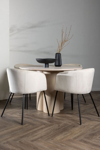 Venture Home Olivia Matbord-VittvättFöner+Beritstol-Svart/BeigeVelvet_4