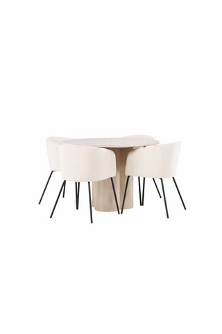 Venture Home Olivia Matbord-VittvättFöner+Beritstol-Svart/BeigeVelvet_4