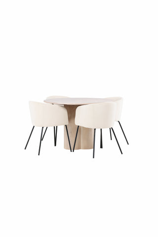 Venture Home Olivia Matbord-VittvättFöner+Beritstol-Svart/BeigeVelvet_4