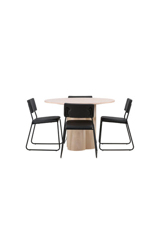 Venture Home Olivia Matbord-VitTvättVeneer+PolarMatstol-Svarta ben/Svarta sammet_4