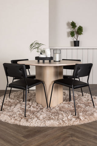 Venture Home Olivia Matbord-VittvättVeneer+KenthChair-Svart/SvartPU_4