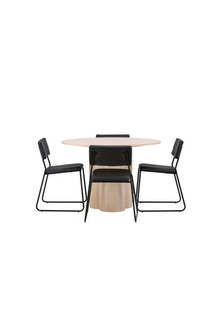 Venture Home Olivia Matbord-VittvättVeneer+KenthChair-Svart/SvartPU_4