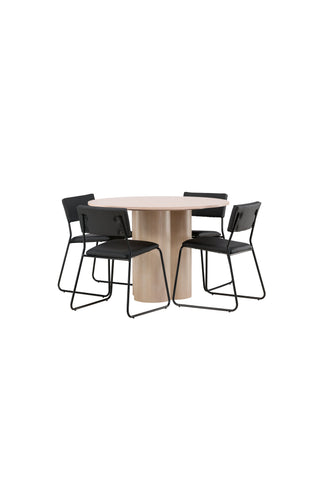 Venture Home Olivia Matbord-VittvättVeneer+KenthChair-Svart/SvartPU_4