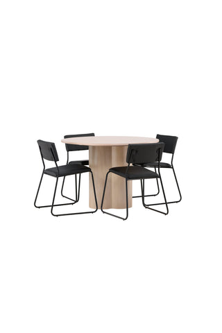 Venture Home Olivia Matbord-VittvättVeneer+KenthChair-Svart/SvartPU_4