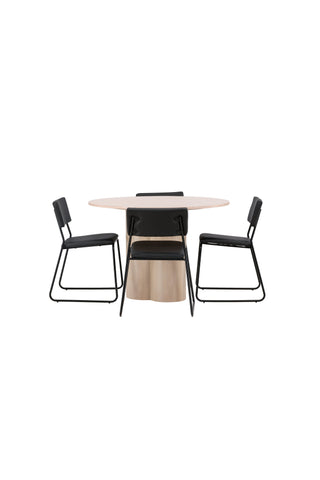 Venture Home Olivia Matbord-VittvättVeneer+KenthChair-Svart/SvartPU_4