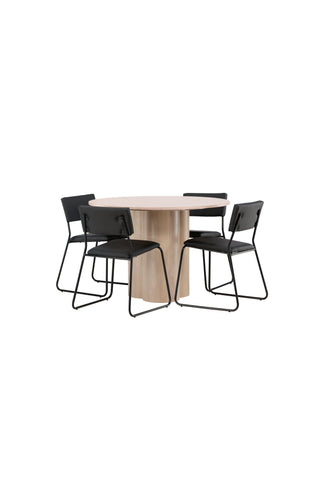 Venture Home Olivia Matbord-VittvättVeneer+KenthChair-Svart/SvartPU_4
