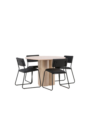 Venture Home Olivia Matbord-VittvättVeneer+KenthChair-Svart/SvartPU_4
