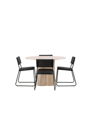 Venture Home Olivia Matbord-VittvättVeneer+KenthChair-Svart/SvartPU_4