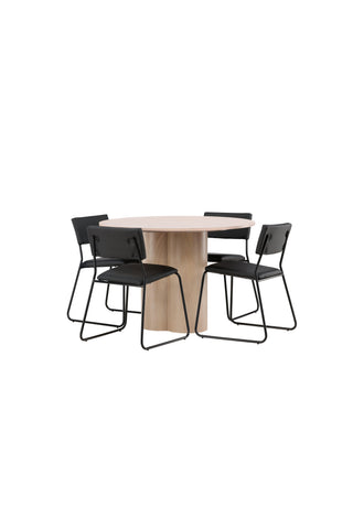Venture Home Olivia Matbord-VittvättVeneer+KenthChair-Svart/SvartPU_4