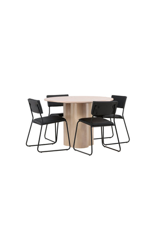 Venture Home Olivia Matbord-VittvättVeneer+KenthChair-Svart/SvartPU_4