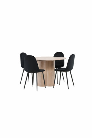 Venture Home Olivia Matbord-VitTvättVeneer+PolarMatstol-Svarta ben/Svarta sammet_4