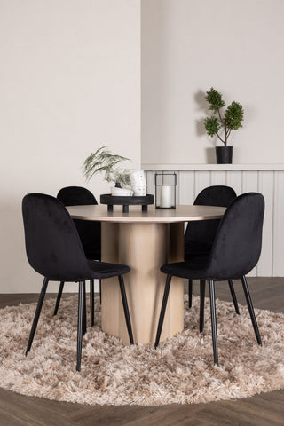 Venture Home Olivia Matbord-VitTvättVeneer+PolarMatstol-Svarta ben/Svarta sammet_4
