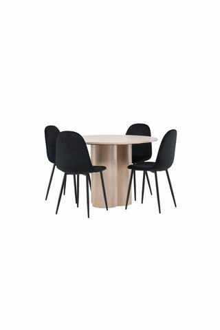 Venture Home Olivia Matbord-VitTvättVeneer+PolarMatstol-Svarta ben/Svarta sammet_4