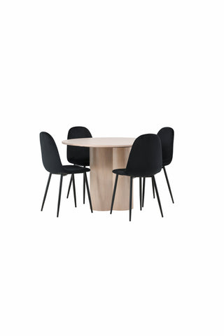 Venture Home Olivia Matbord-VitTvättVeneer+PolarMatstol-Svarta ben/Svarta sammet_4