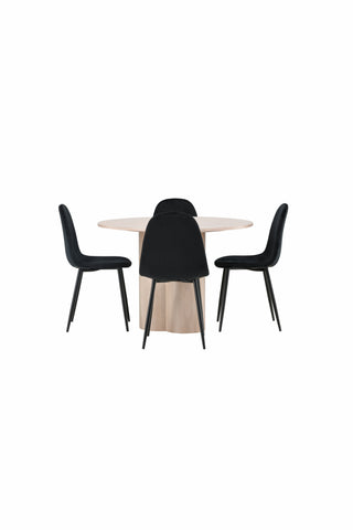 Venture Home Olivia Matbord-VitTvättVeneer+PolarMatstol-Svarta ben/Svarta sammet_4