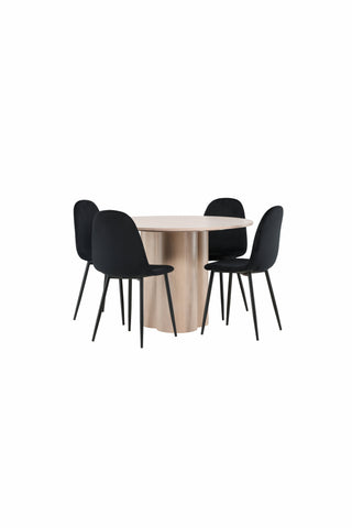 Venture Home Olivia Matbord-VitTvättVeneer+PolarMatstol-Svarta ben/Svarta sammet_4