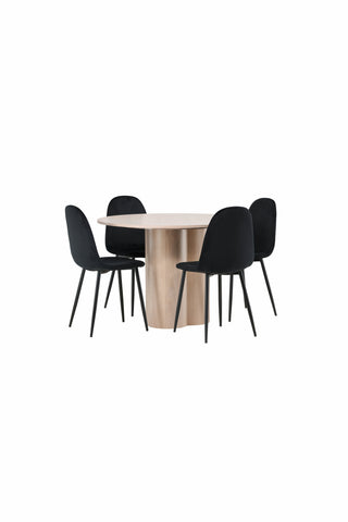 Venture Home Olivia Matbord-VitTvättVeneer+PolarMatstol-Svarta ben/Svarta sammet_4