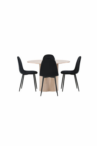 Venture Home Olivia Matbord-VitTvättVeneer+PolarMatstol-Svarta ben/Svarta sammet_4