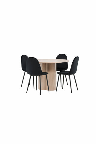 Venture Home Olivia Matbord-VitTvättVeneer+PolarMatstol-Svarta ben/Svarta sammet_4