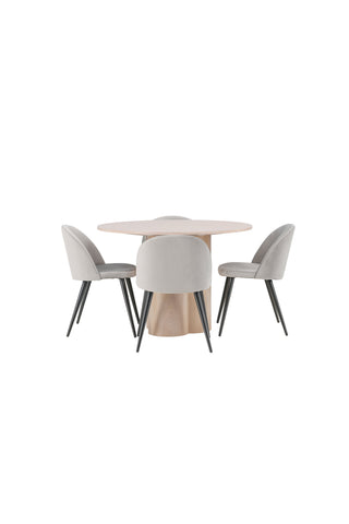 Venture Home Olivia Matbord-VittvättFöner+Smetmatsstol-Ljusgrå/Svart_4